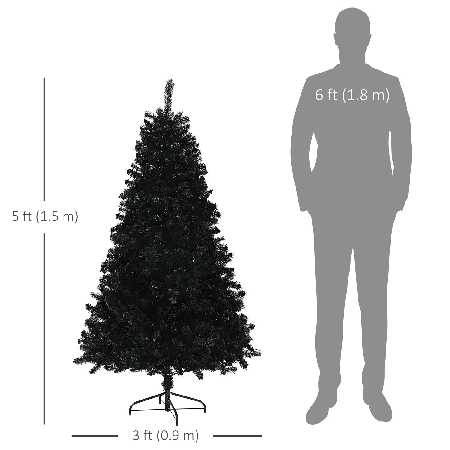 HOMCOM 7.5ft Artificial Christmas Trees with Auto Open and Steel Base, Black