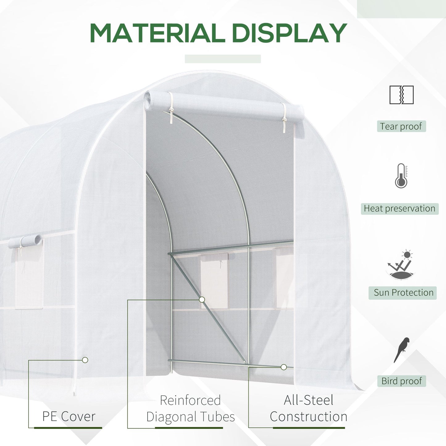 Outsunny 8.2x6.6x6.6ft Walk-in Tunnel Greenhouse Portable Garden Plant Growing Warm House with Door and Ventilation Window, White