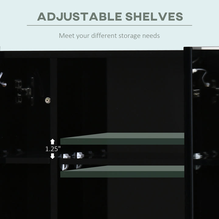 kleankin 28" x 24" Wall Mounted Mirror Cabinet, Bathroom Medicine Cabinet with Mirror, 3 Doors and Adjustable Shelves, White