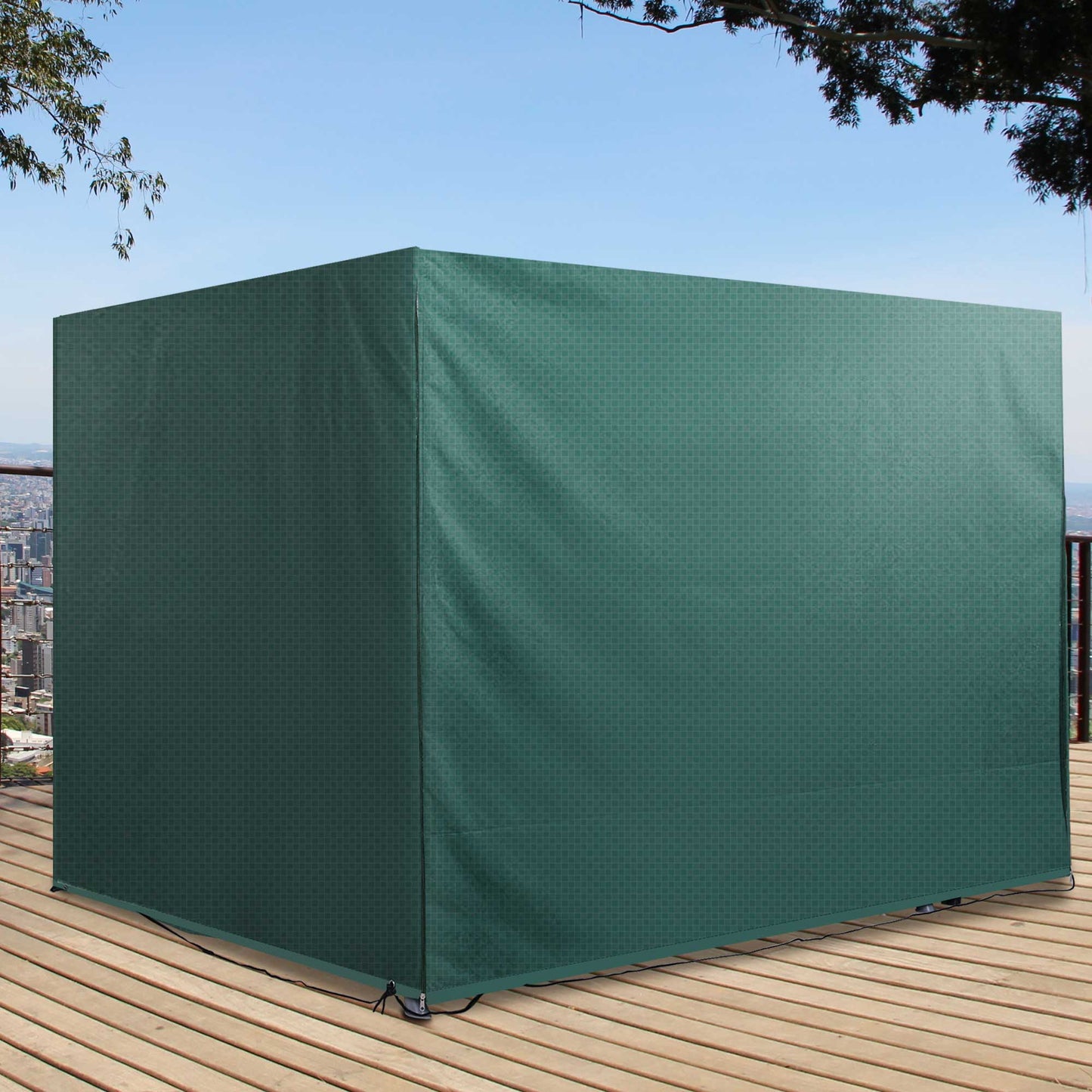 Outsunny 3-Seater Patio Swing Cover, Outdoor Garden Furniture Protection Hammock Glider Cover, Waterproof Dustproof Windproof, 85" x 61" x 59", Dark Green