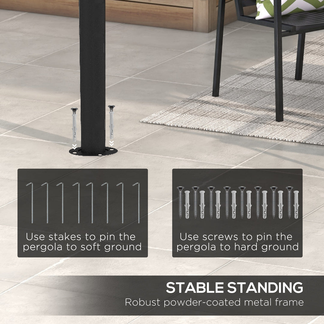 Outsunny 10' x 13' Outdoor Pergola with UV30+ Protection Canopy and Steel Frame for Porch, Patio, Deck, Backyard, Dark Grey