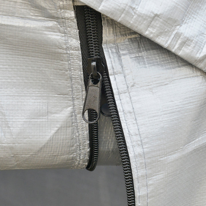 Outsunny 8' x 6' Carport with Sidewalls and Roll-up Door, Outdoor Storage Shelter for Motorcycle and Car, Grey