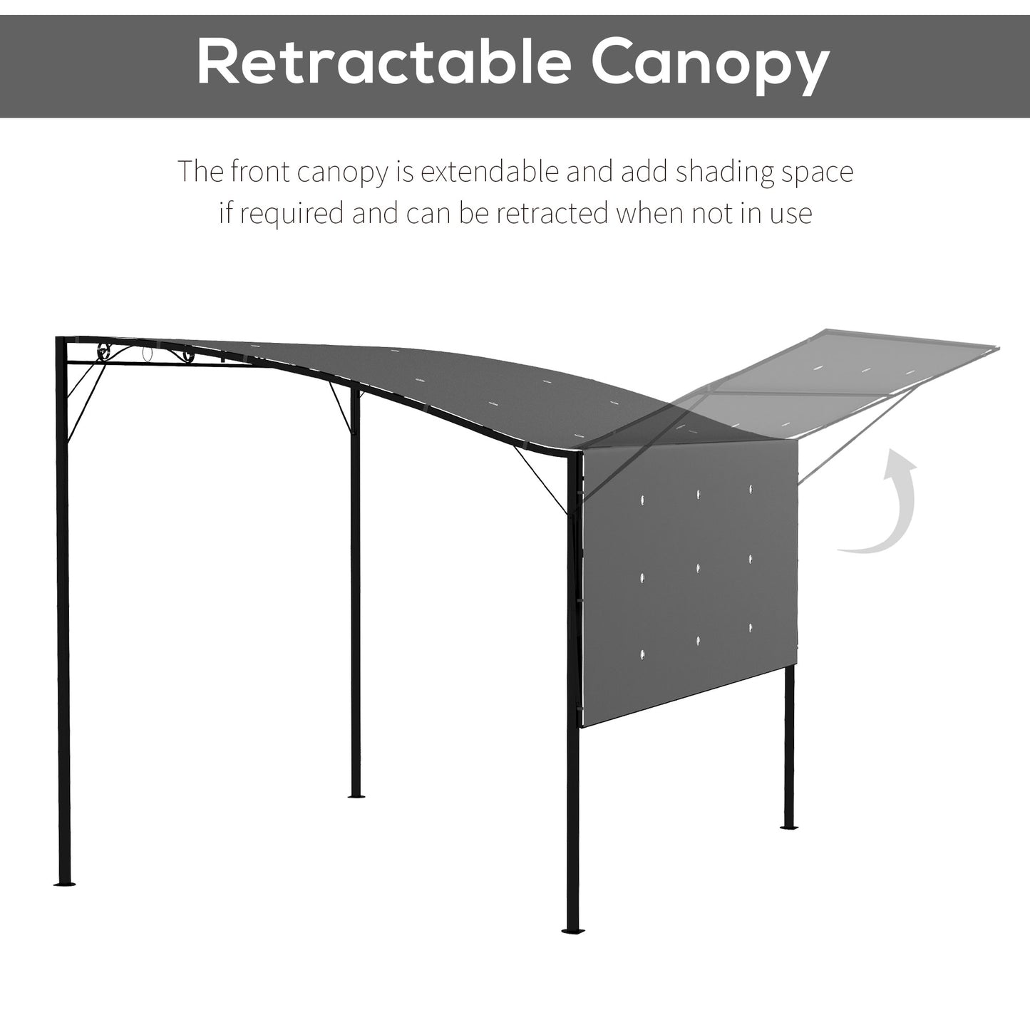 Outsunny 10x8ft Patio Metal Gazebo with Extendable Side Awning Outdoor Shelter Garden Sun Shade Canopy Deck Door Window Awning Cream White
