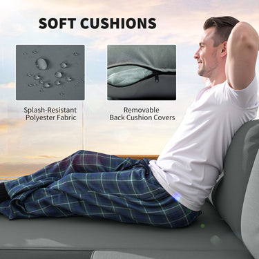 Outsunny 3 Piece Patio Furniture Set, L-Shaped Outdoor Furniture Conversation Set with Wood Top Coffee Table, Light Grey