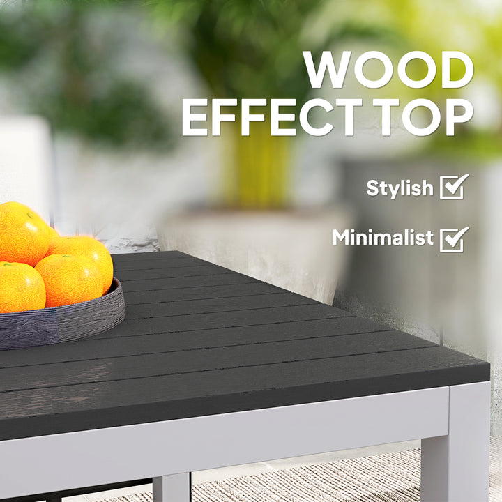 Outsunny Outdoor Dining Table for 4-6 with Easy Maintenance Slatted Top, Rust-Resistant Aluminium Frame, Black