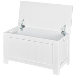 HOMCOM Large Storage Box Storage Trunk Cabinet Container with Lid and 2 Safety Hinges, White