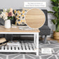 HOMCOM Farmhouse Coffee Table with Slatted Bottom Shelf, Center Table with X Bar Frame for Living Room, White, Natural
