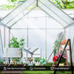Outsunny 6' x 12' x 6.5' Walk-in Greenhouse, Polycarbonate Greenhouse with Adjustable Roof Vent, Base, Sliding Door, Clear