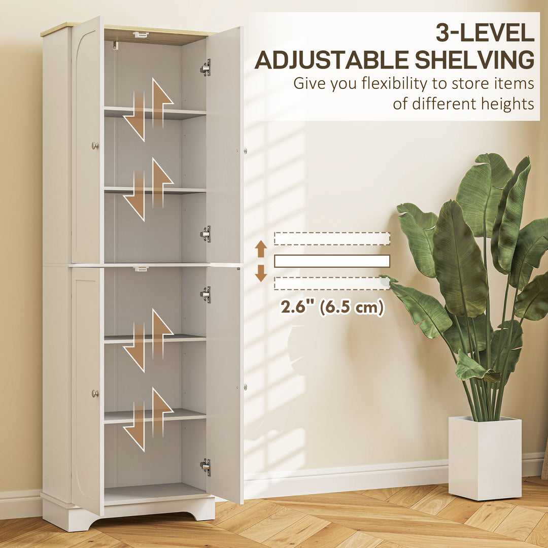 HOMCOM 72" Tall Pantry Cabinet, Kitchen Pantry Cabinet with Adjustable Shelves, Storage Cabinet with 4 Doors, White