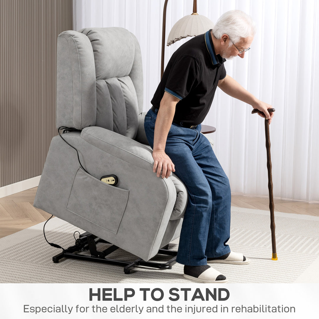 HOMCOM Lift Chair for Seniors, Microfibre Upholstered Electric Recliner Chair with Remote, Quick Assembly, Charcoal Grey