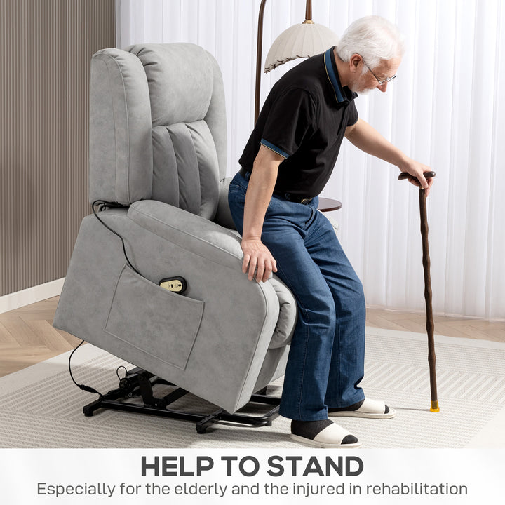 HOMCOM Lift Chair for Seniors, Microfibre Upholstered Electric Recliner Chair with Remote, Quick Assembly, Charcoal Grey