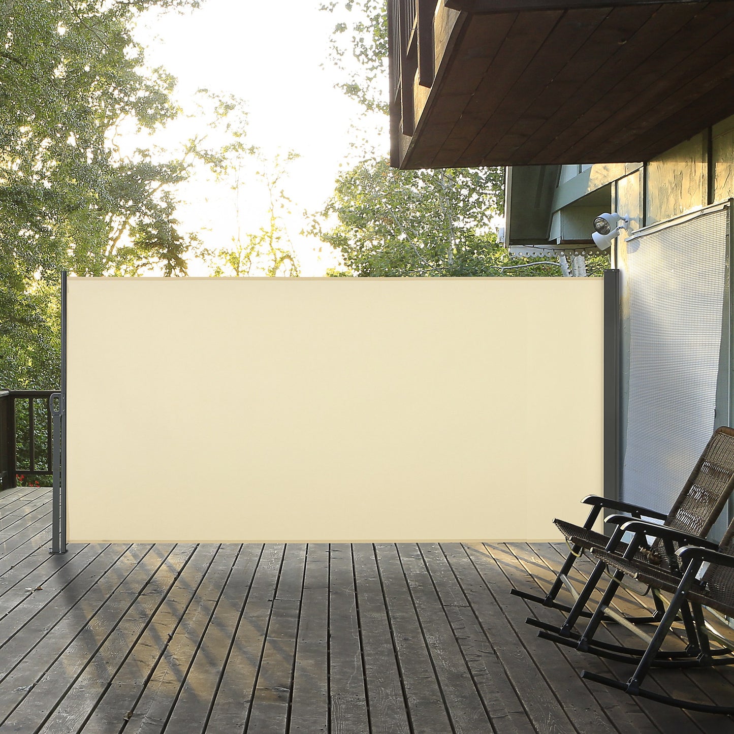 Outsunny 118" x 63" Retractable Side Awning Patio Outdoor Folding Privacy Screen with Resistance to UV Rays & Wind, Grey