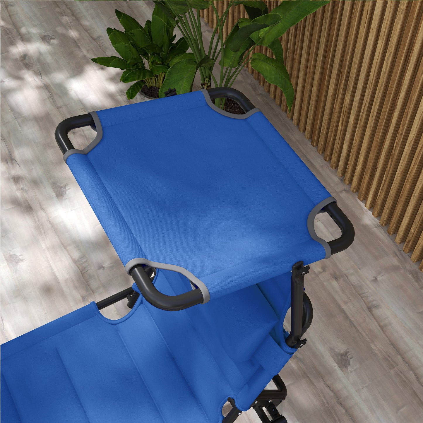 Outsunny Folding Chaise Lounge with Adjustable Sunroof, Outdoor Quick Dry Padded Tanning Chairs with Headrest, Reclining Back Outdoor Lounge Chair, for Beach, Yard, Patio, Blue