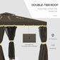 Outsunny 10' x 10' 2-Tier Outdoor Gazebo Canopy Tent with Zippered Mesh Sidewalls, Aluminum Frame for Patio, Backyard, Coffee