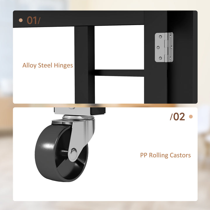 HOMCOM Folding Dining Table with Storage, Drop Leaf Kitchen Table for Small Spaces, White
