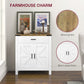 HOMCOM Farmhouse Buffet Cabinet Sideboard with 1 Drawer, 1 Storage Cabinet and Adjustable Shelf, White
