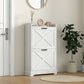 HOMCOM Slim Shoe Storage Cabinet, Farmhouse Shoe Cabinet with 2 Flip Drawers, Adjustable Shelves for 8 Pairs, Distressed White