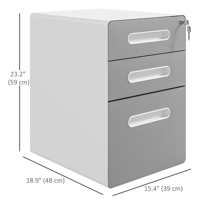 Vinsetto Lockable File Cabinet, Steel Filing Cabinet on Wheels for Legal, A4, Letter Size, Home Office