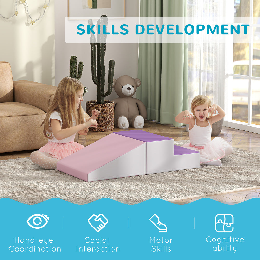 Soozier 2-Piece Climb and Crawl Activity Soft Play Set, Secure Foam Blocks Playset for Toddler Preschooler Babies Indoor, Activity Structure Play Equipment, Multi-colour