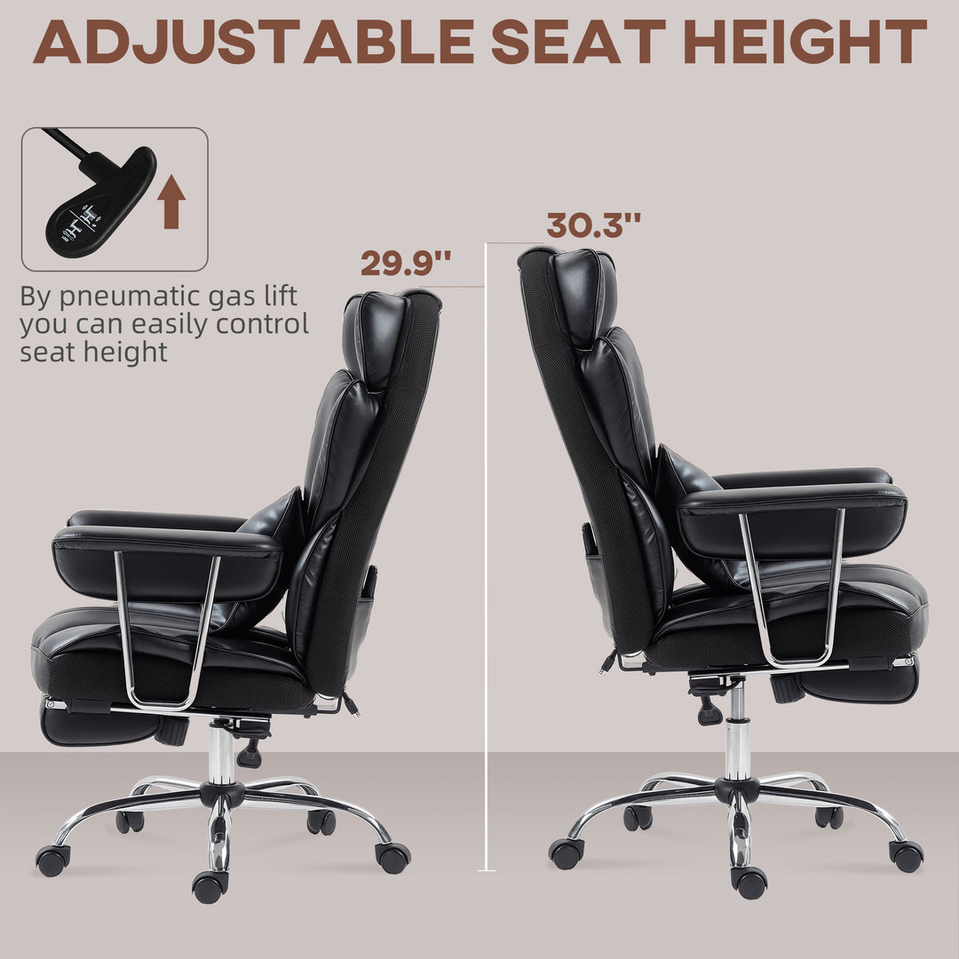 HOMCOM 400LBS Massage Office Chair, Executive Office Chair with 6-Point Vibration, Footrest and Lumbar Support, Black