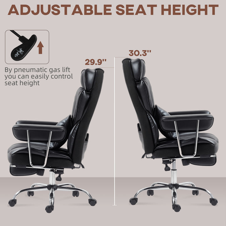 HOMCOM 400LBS Massage Office Chair, Executive Office Chair with 6-Point Vibration, Footrest and Lumbar Support, Black