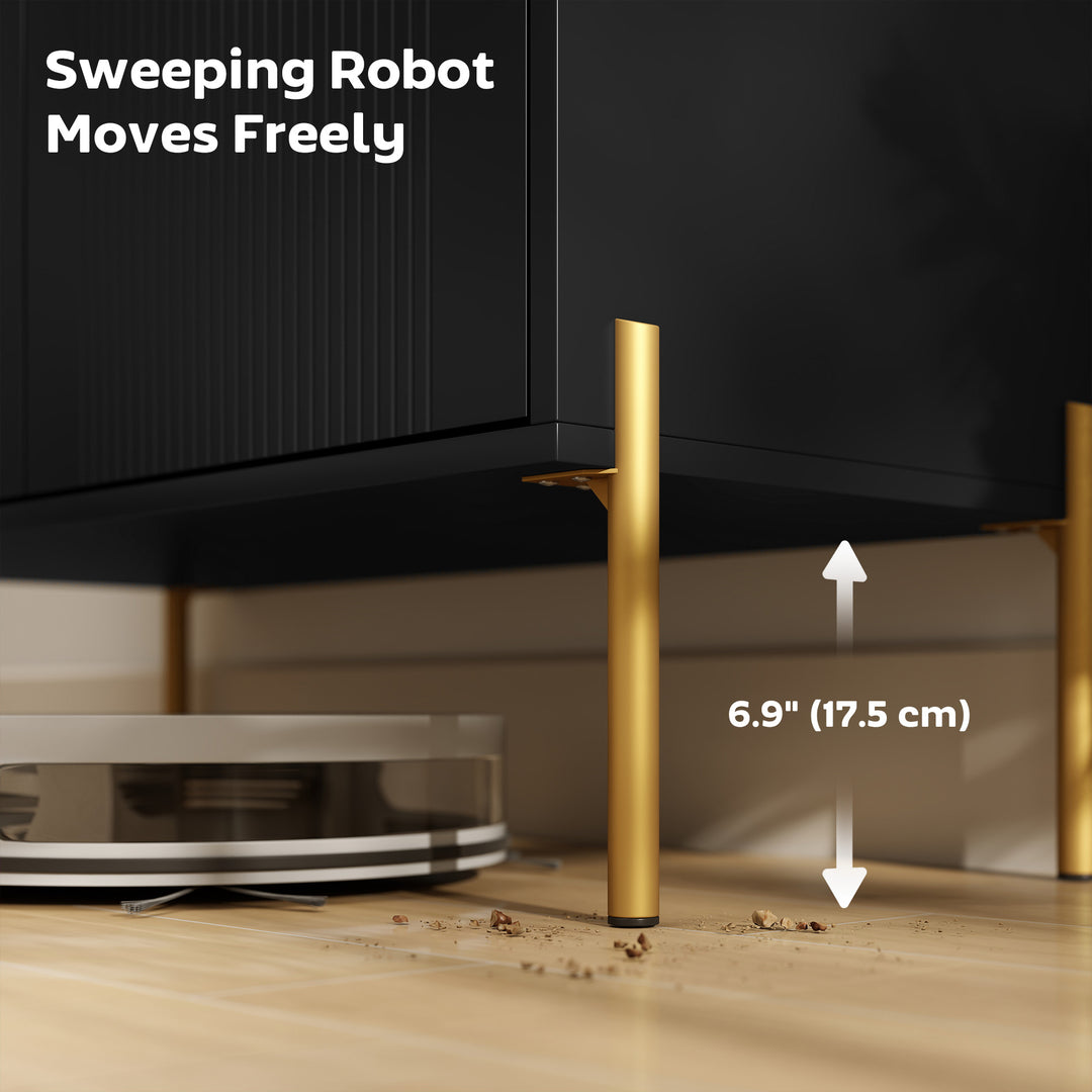 HOMCOM Sideboard, Modern Buffet Cabinet, Coffee Bar Cabinet with Fluted Doors and Adjustable Shelf, White
