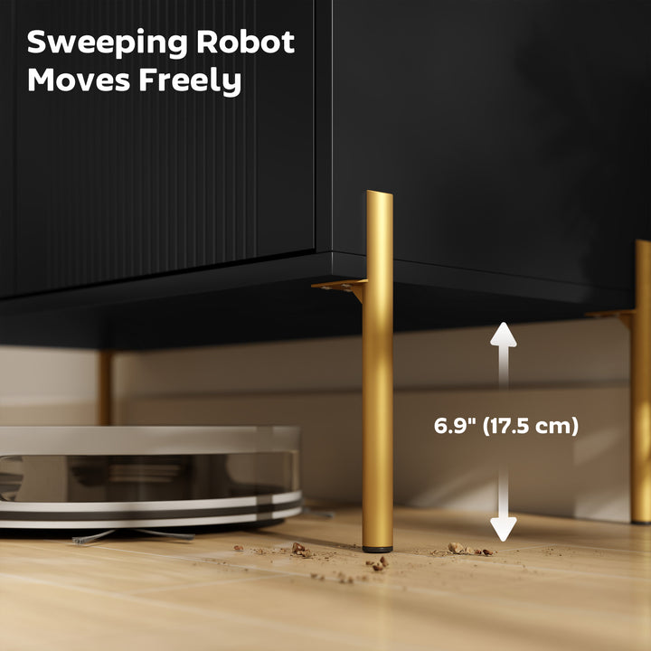 HOMCOM Sideboard, Modern Buffet Cabinet, Coffee Bar Cabinet with Fluted Doors and Adjustable Shelf, White