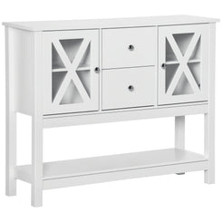 HOMCOM Modern Sideboard, Glass Door Buffet Cabinet with Storage Drawers and Adjustable Shelves, Console Table for Living Room, Kitchen, Entryway, White