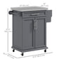 HOMCOM Kitchen Island with Stainless Steel Top, Rolling Kitchen Cart on Wheels with Storage Drawer, Cabinet, Towel Rack and Spice Rack (Black)