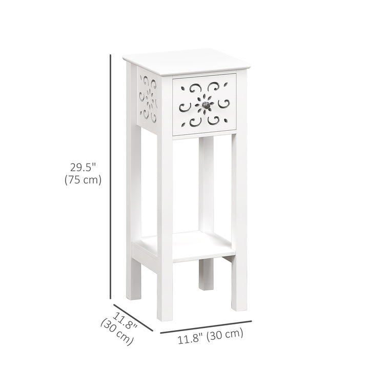 HOMCOM Nightstand Set of 2 with Drawer and Open Storage Shelf White