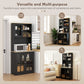 HOMCOM Kitchen Buffet with Hutch, Storage Pantry with 3 Cabinets, 2 Open Shelves and Large Countertop, Black