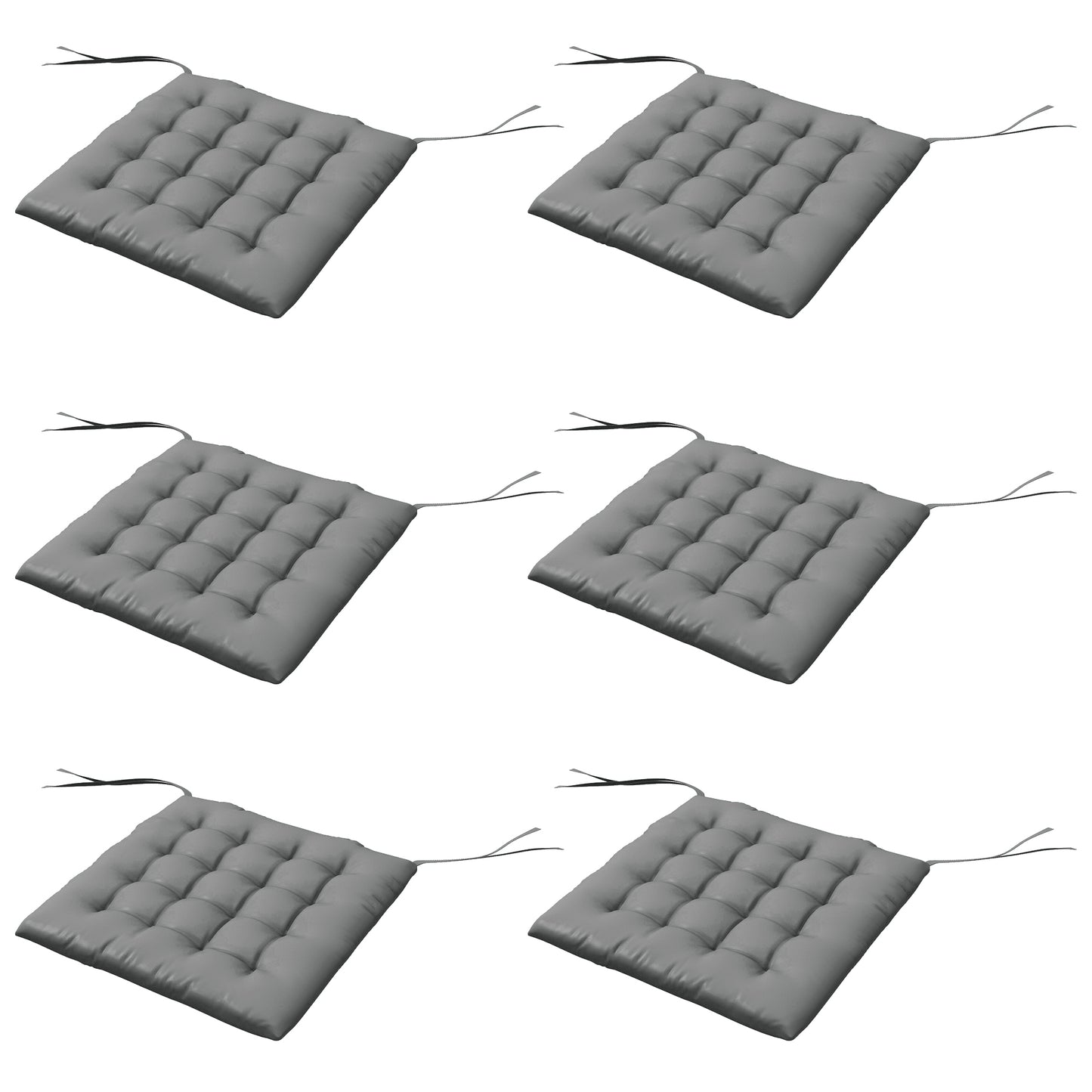 Outsunny 6-Piece Seat Cushion Pillows Replacement, Button Tufted Patio Chair Cushions Set with Ties, Charcoal Grey