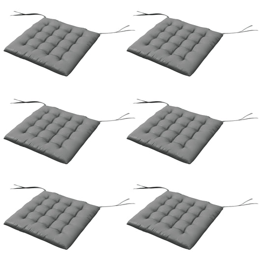 Outsunny 6-Piece Seat Cushion Pillows Replacement, Button Tufted Patio Chair Cushions Set with Ties, Charcoal Grey
