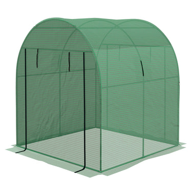Outsunny Tunnel Greenhouse Walk-in Green House with UV-resistant PE Cover, Doors and Mesh Windows, 6' x 6' x 6.6', Green