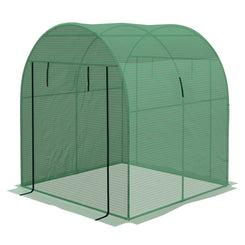 Outsunny Tunnel Greenhouse Walk-in Green House with UV-resistant PE Cover, Doors and Mesh Windows, 6' x 6' x 6.6', Green
