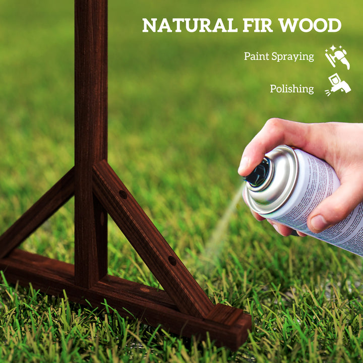 Outsunny 7FT Rectangular Wooden Wedding Arch with Triangular Base, Ground Stakes for Ceremony, Garden, Birthday, Dark Brown