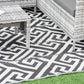Outsunny Reversible Outdoor RV Rug, Patio Floor Mat, 6' x 9' Plastic Straw Rug for Backyard, Deck, Beach, Camping, Black & White