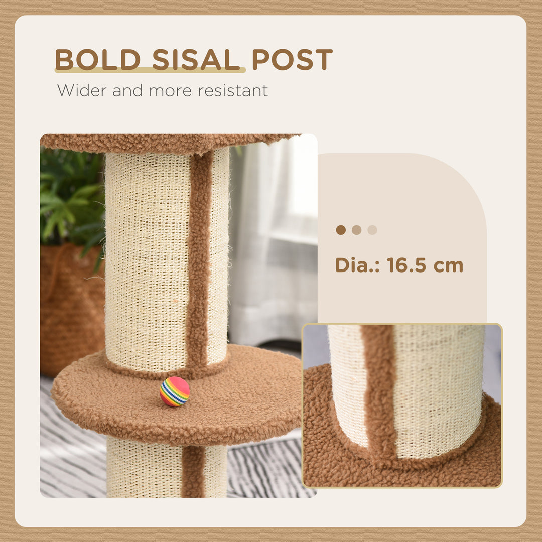 PawHut Cat Tree Kitty Tower with Sisal Mat Scratching Post, Cat Bed, Cushion, Perch, 18" x 18" x 36", Brown