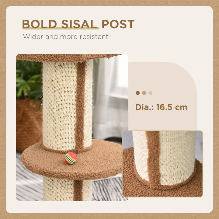 PawHut Cat Tree Kitty Tower with Sisal Mat Scratching Post, Cat Bed, Cushion, Perch, 18" x 18" x 36", Brown