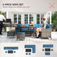 Outsunny 6pcs Outdoor Rattan Sofa Set Garden Wicker Sectional Couch Furniture Set with Dining Table and Chair White