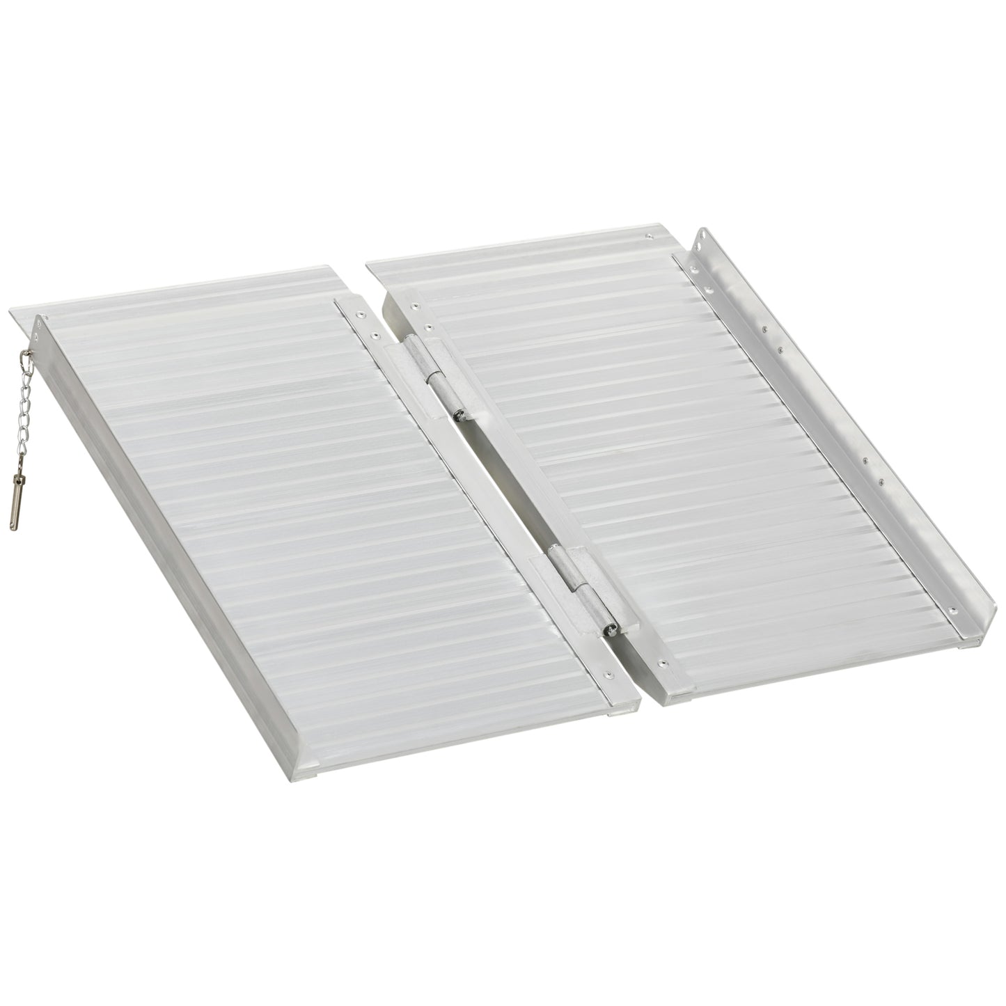 HOMCOM Textured Aluminum Folding Wheelchair Ramp, Portable Threshold Ramp 2', for Scooter Steps Home Stairs Doorways