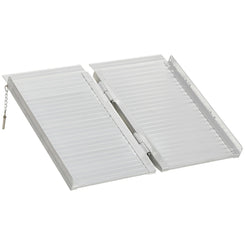 HOMCOM Textured Aluminum Folding Wheelchair Ramp, Portable Threshold Ramp 2', for Scooter Steps Home Stairs Doorways
