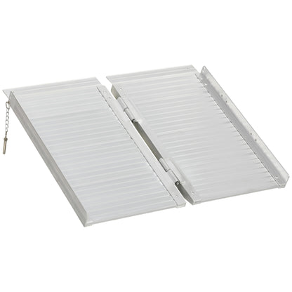 HOMCOM Textured Aluminum Folding Wheelchair Ramp, Portable Threshold Ramp 2', for Scooter Steps Home Stairs Doorways