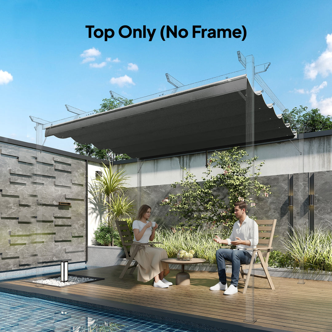 Outsunny 8.2' x 8.4' Retractable Pergola Canopy Replacement, Fit 10' x 10' Frame, Pergola Cover Replacement Top Only, Cream White