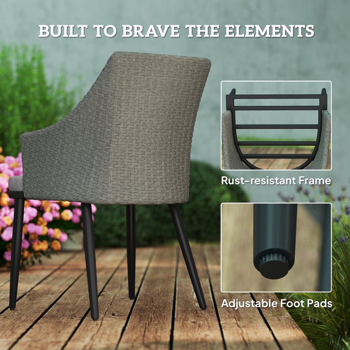 Outsunny 7 Piece Wicker Patio Furniture Set with Cushions, Umbrella Hole, Slatted Table Top, for Backyard, Porch, Garden, Balcony