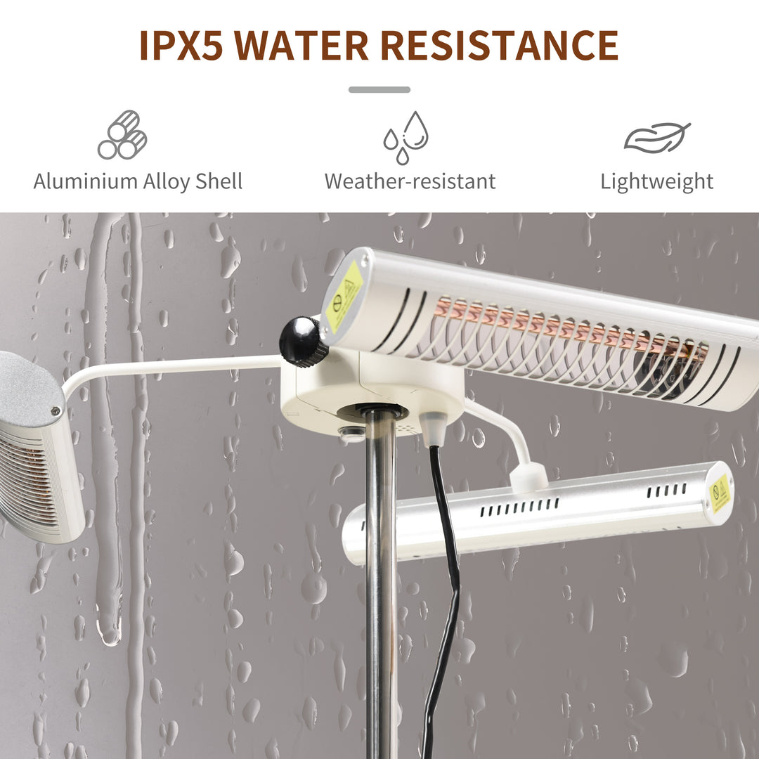 Outsunny Electric Patio Heater with 3 Heating Panels and Ultra-low Glare, Aluminum Alloy Parasol Heater with Infrared Remote Control for Garden Pergola Gazebo Umbrella, Silver