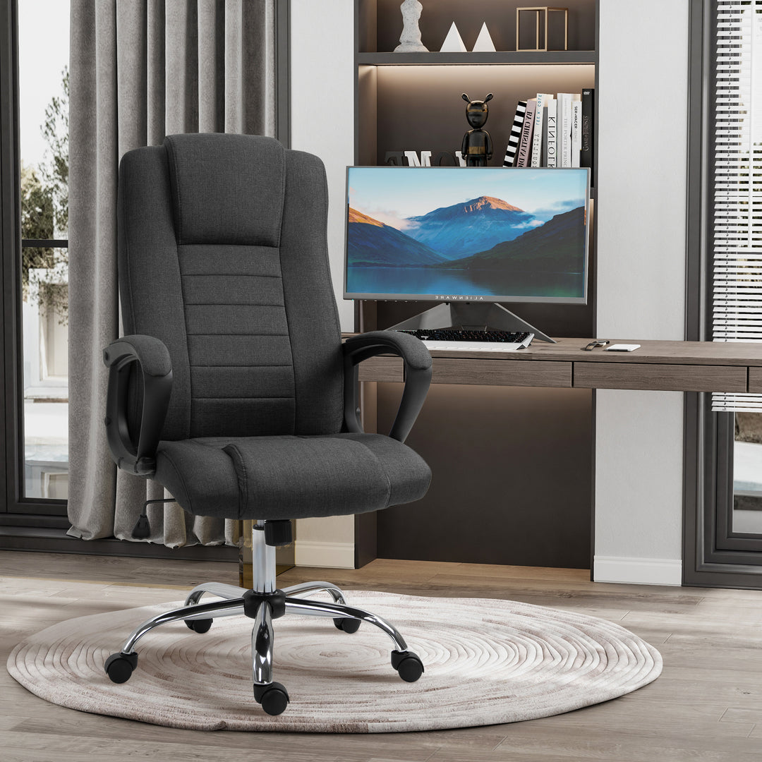 Vinsetto High Back Office Chair, Height Adjustable Computer Desk Chair with Swivel Wheels and Tilt Function, Charcoal Grey