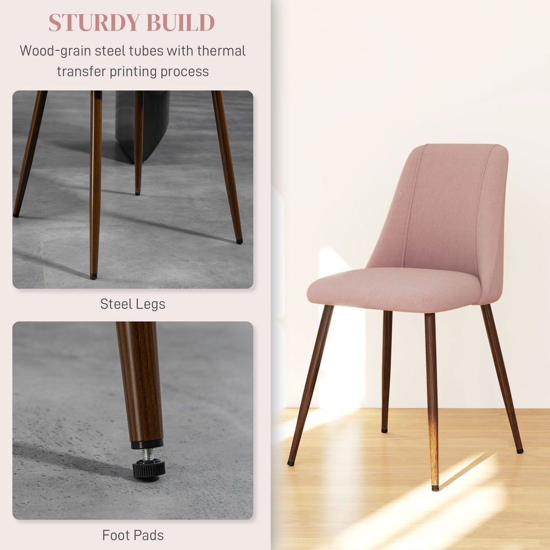 HOMCOM Upholstered Dining Chairs Set of 4, Velvet Accent Chair with Back and Wood-grain Steel Leg for Kitchen, Grey