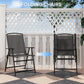 Outsunny 5 Pieces Outdoor Patio Dining Set with Glass Top Table and 4 Mesh Folding Chairs, Small Outdoor Patio Furniture, Grey