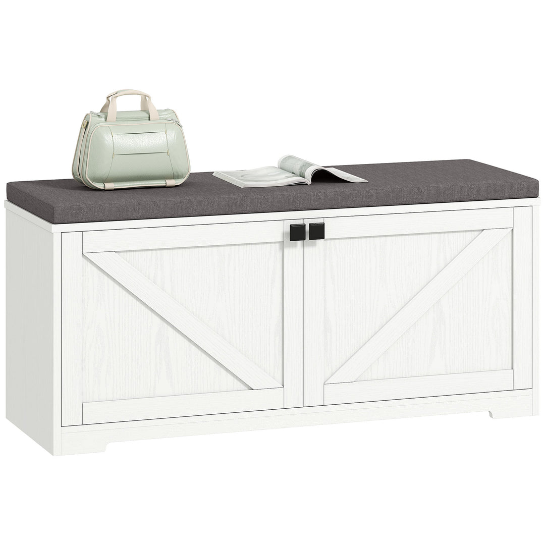 HOMCOM Shoe Storage Bench with Padded Seat, Entryway Bench Holds up to 352 lb, Shoe Organizer, 8 Pairs, Light Grey